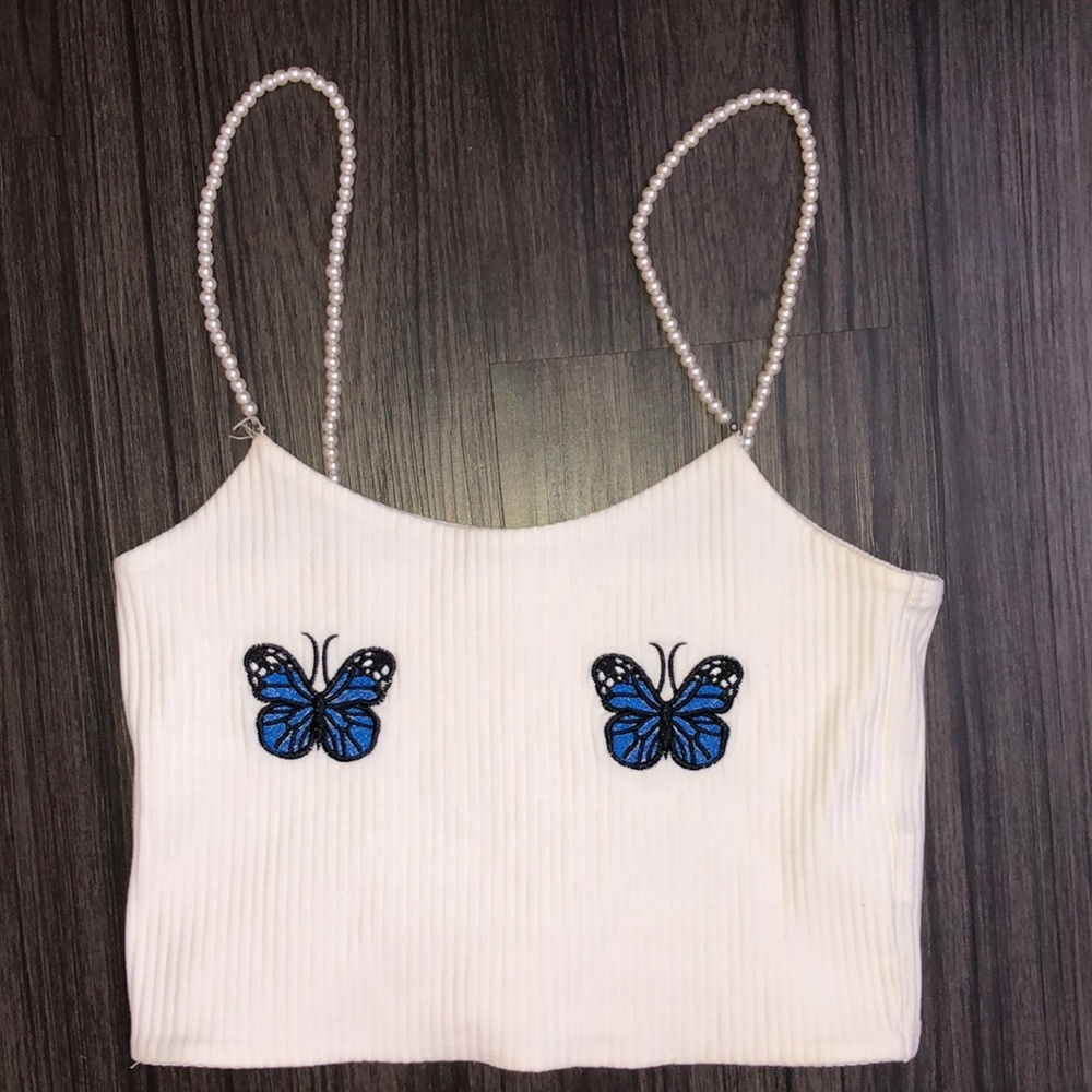 White butterfly crop top 🦋